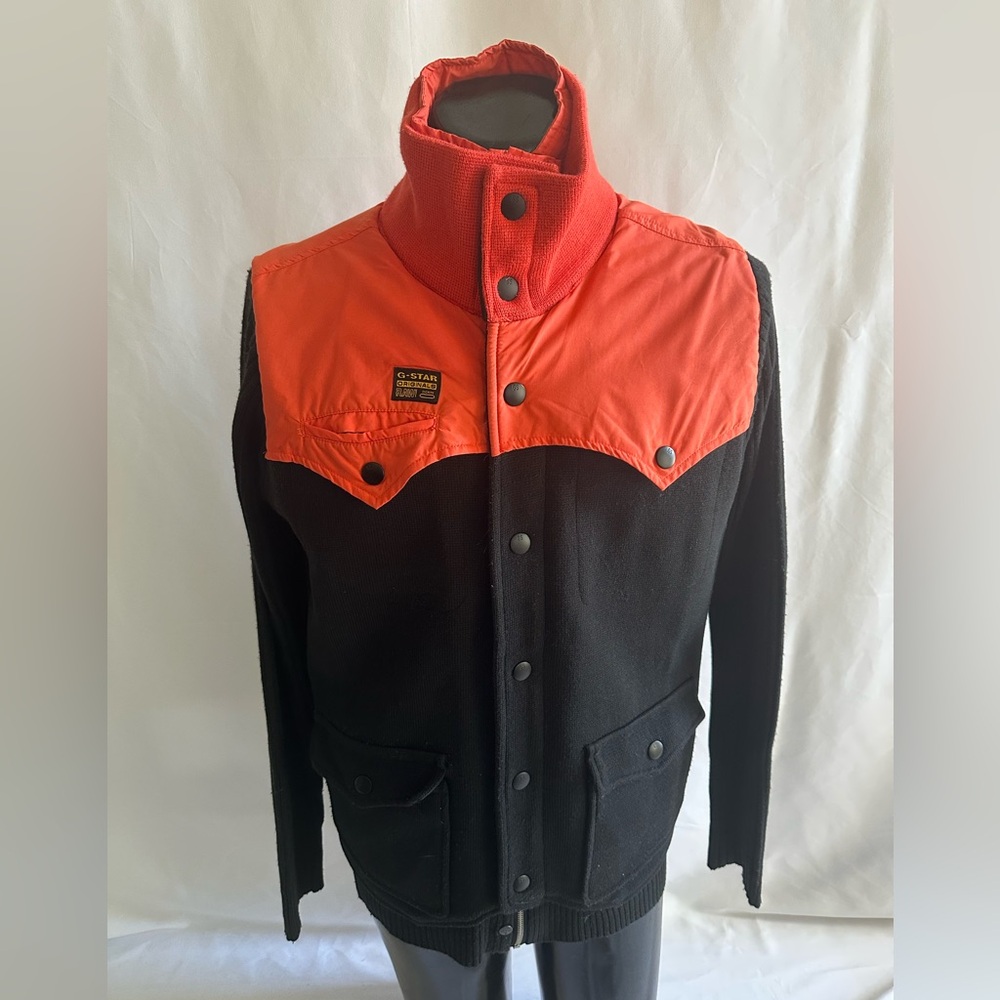 G Star Raw 3301 Foster Vest Knit Long Sleeve Jacket Men’s Large Full Zip & Snap